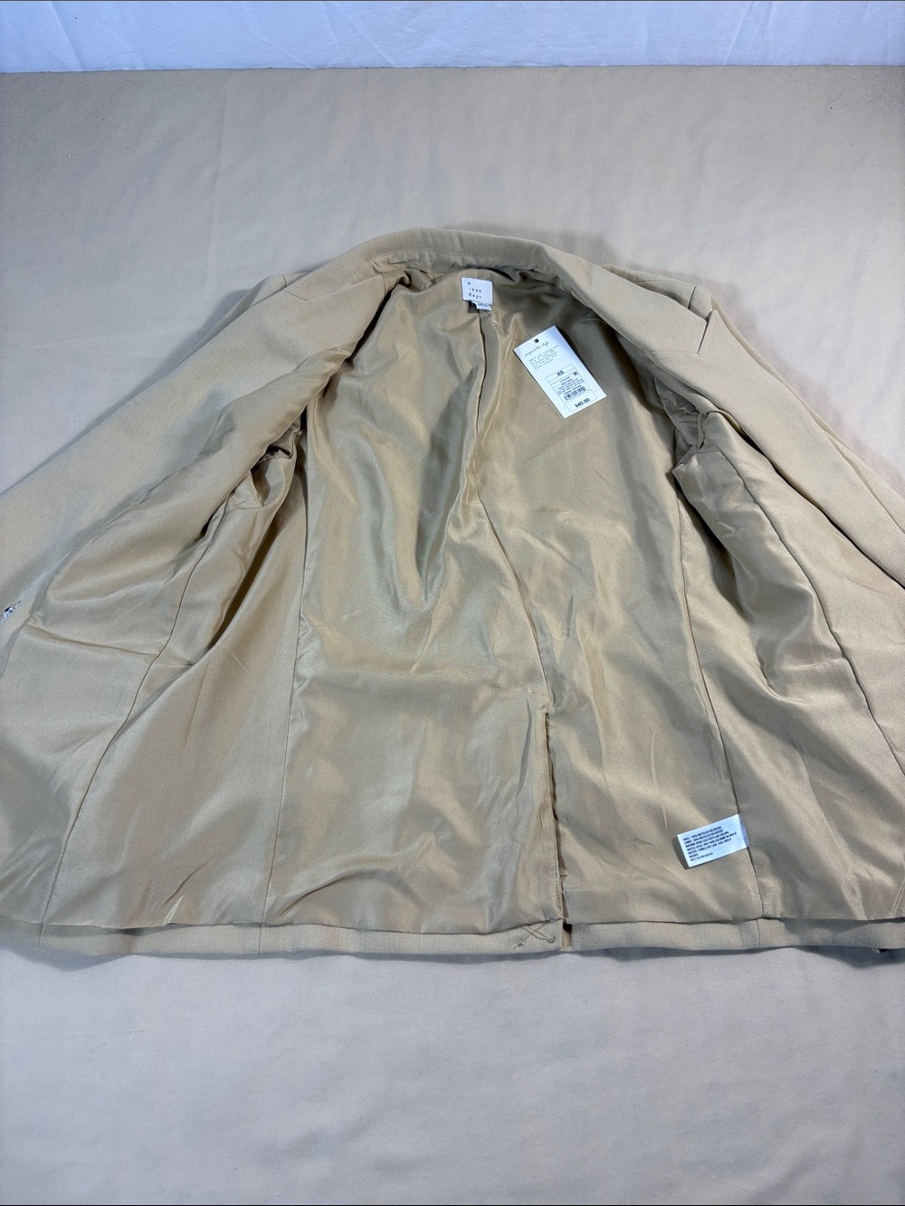 A New Day XS Camel Double Breasted Blazer Womens Tan Lined Suit Jacket NWT - Picture 5 of 9